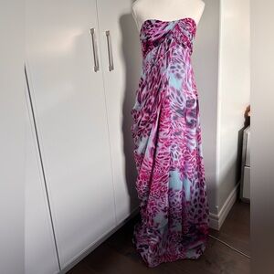 Laundry By Shelli Segal Pink and Blue Strapless Dress